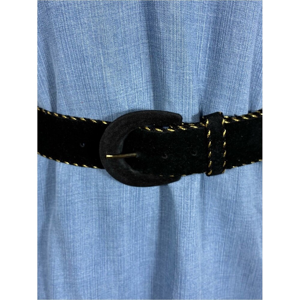 Womens belt 32” long velvet with Gold Stitching elegant
